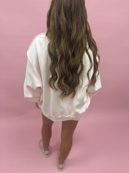 Pink Mock Neck Two Piece Short Set