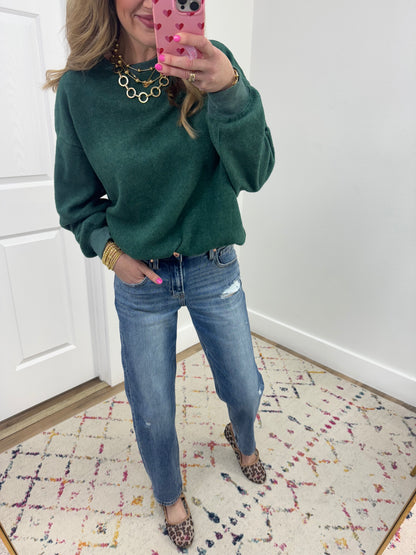 Risen High Rise Ankle Boyfriend Distressed Jeans FS