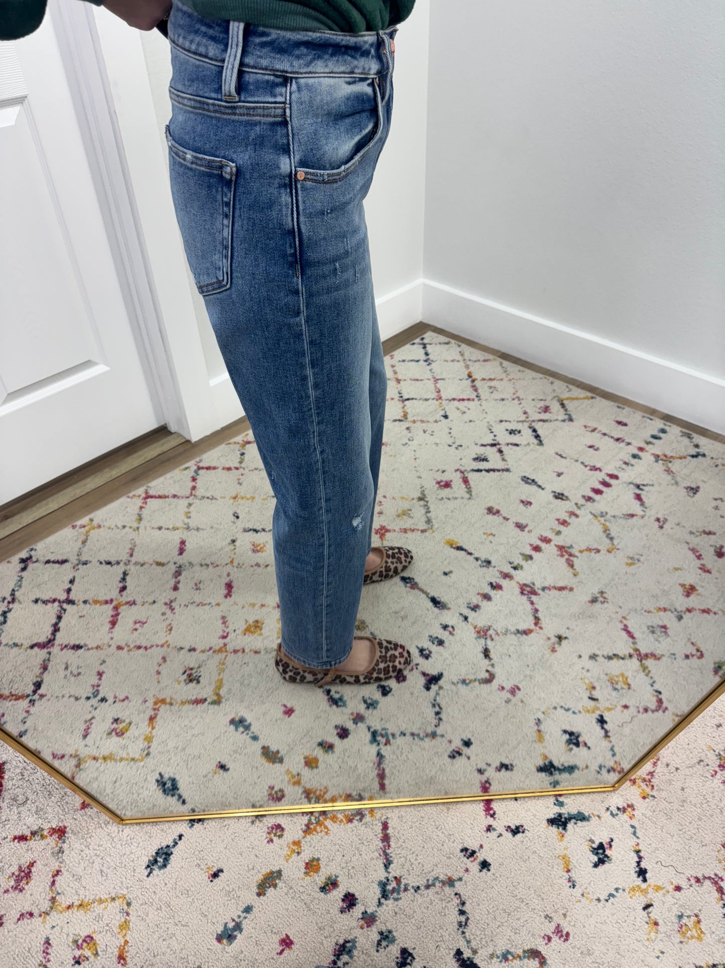 Risen High Rise Ankle Boyfriend Distressed Jeans