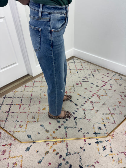 Risen High Rise Ankle Boyfriend Distressed Jeans FS
