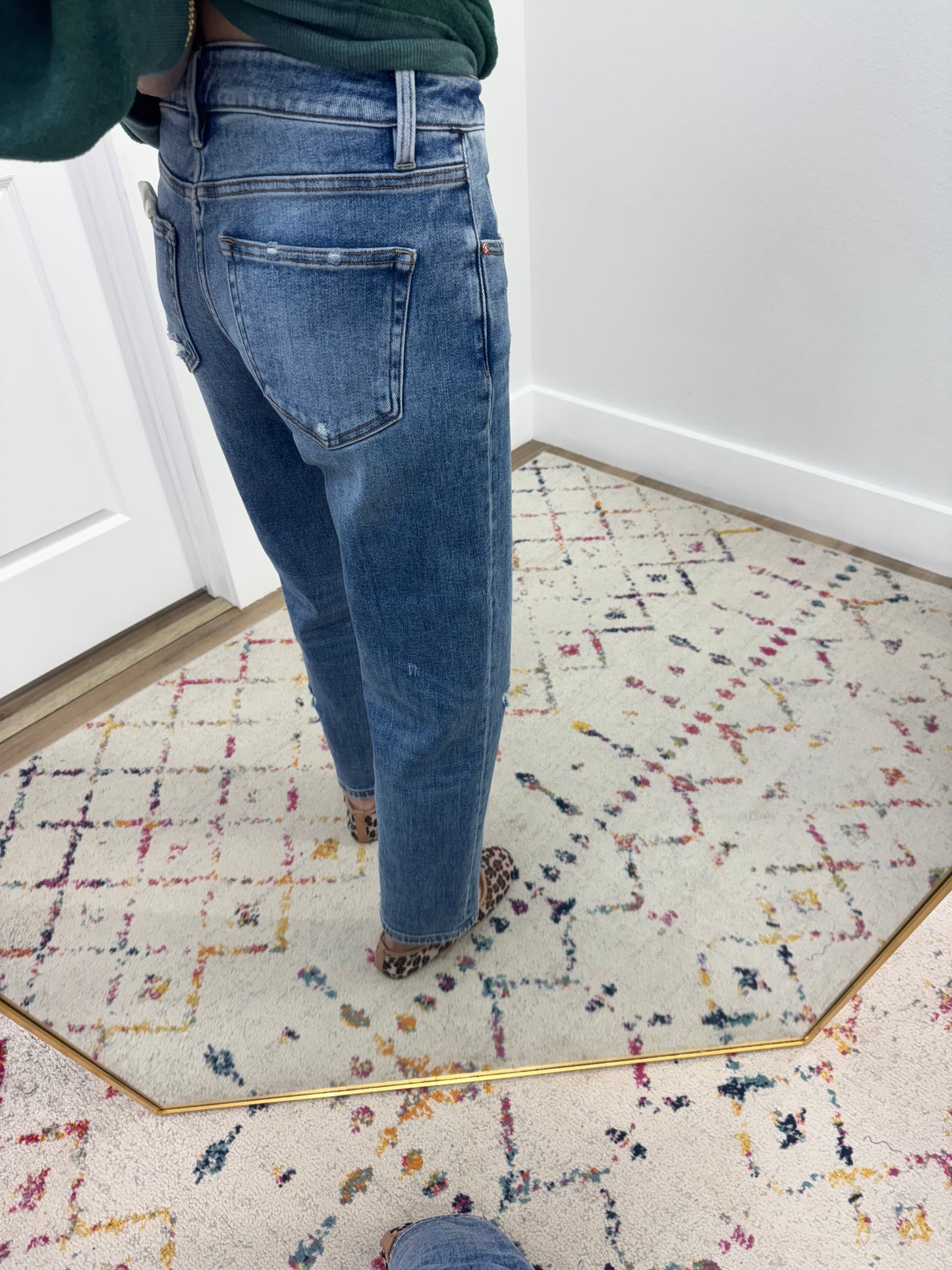 Risen High Rise Ankle Boyfriend Distressed Jeans