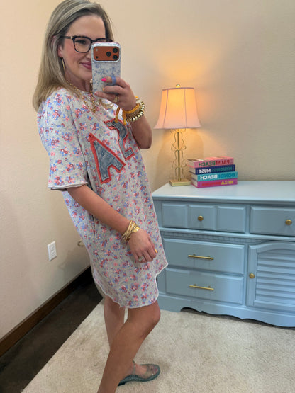 Heather Gray USA Flower Printed Dress