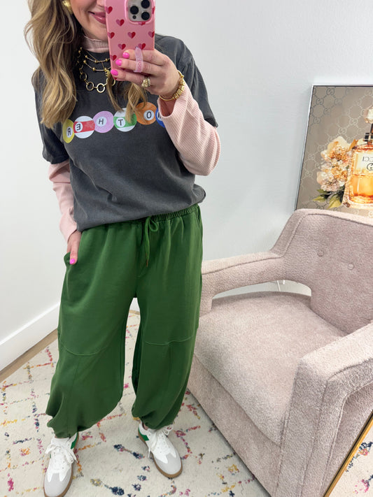 Green Balloon Style Jogger Pant FS
