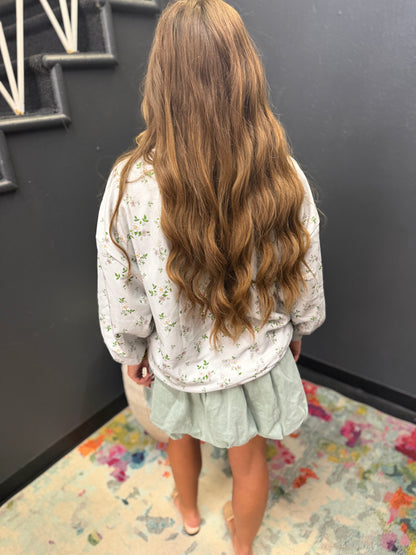 Sage Denim Bubble Skirt