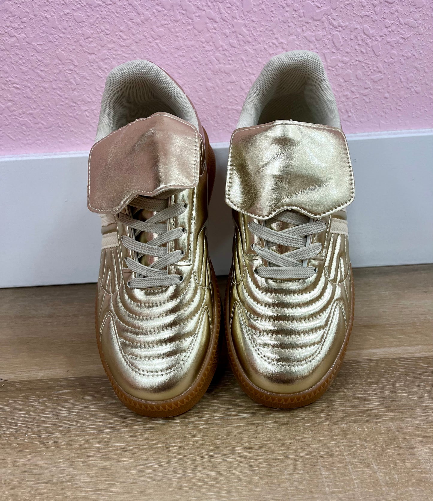 Gold Metallic Sneaker with Flap