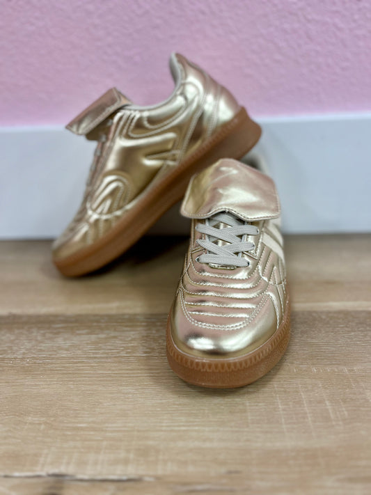 Gold Metallic Sneaker with Flap