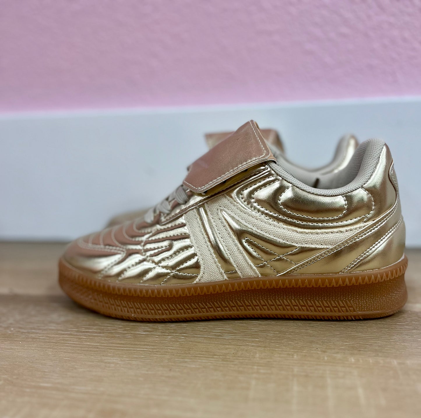 Gold Metallic Sneaker with Flap