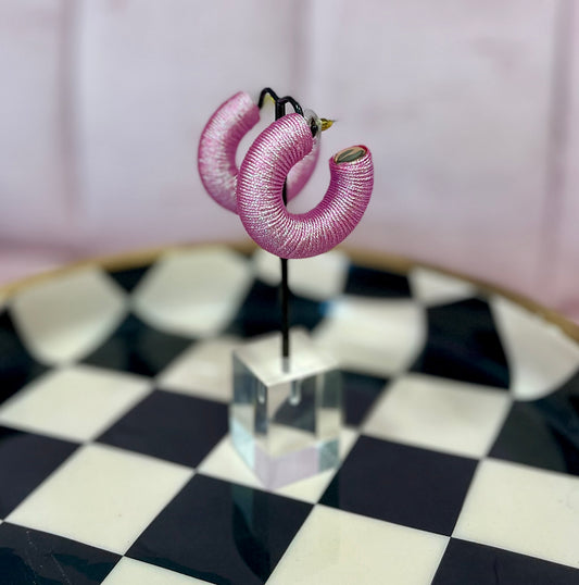 Pink Twisty Hoops