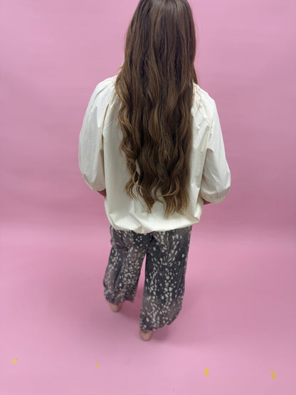 Cream Tie Neck Blouse