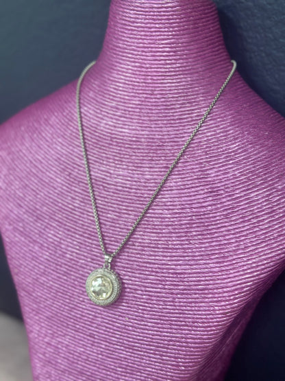 Silver Crystal Circle Pendant