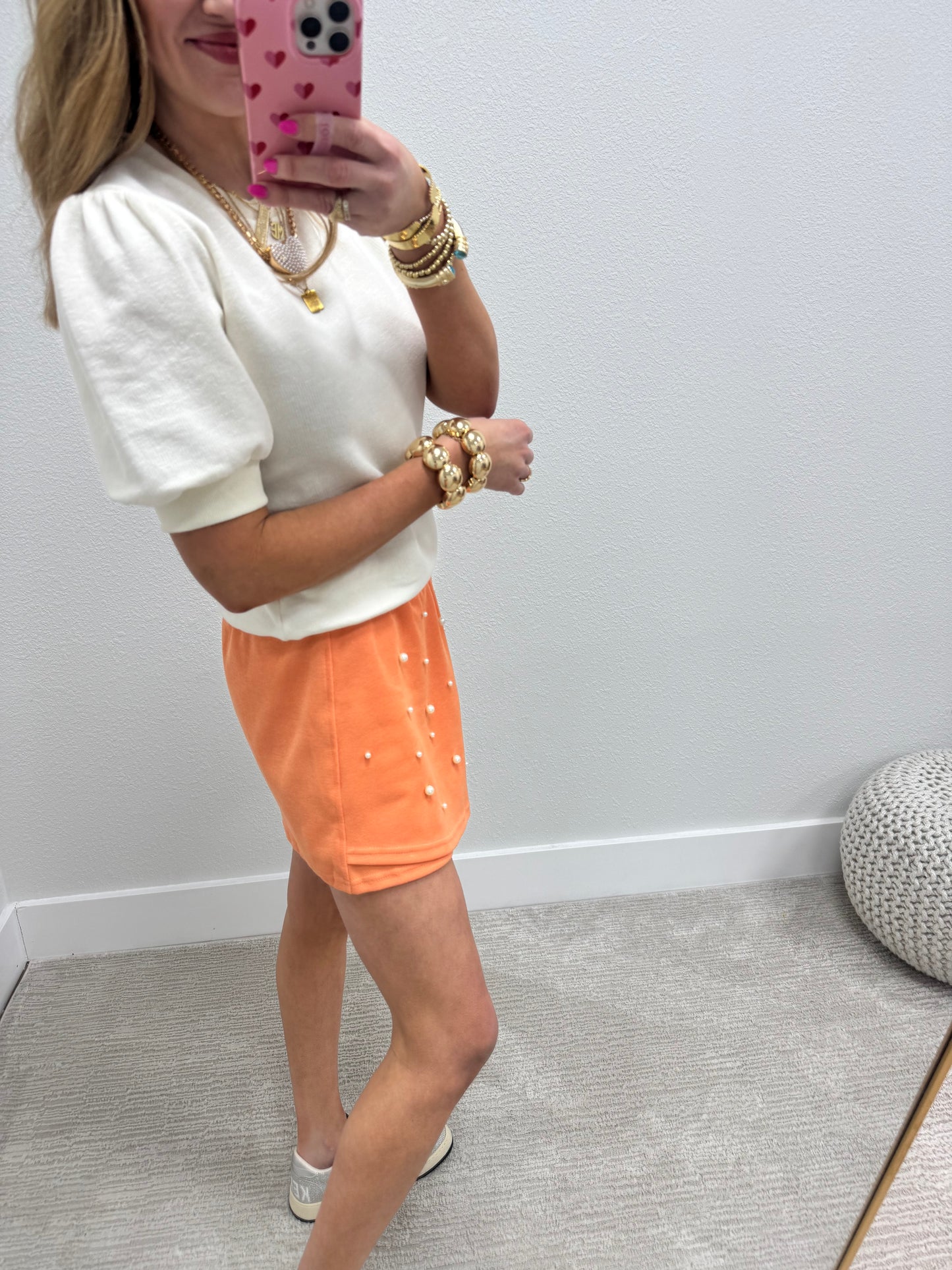 Cream French Terry Puff Sleeve