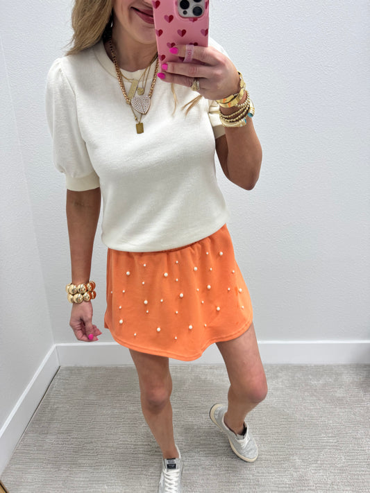 Orange Pearl Knit Skort