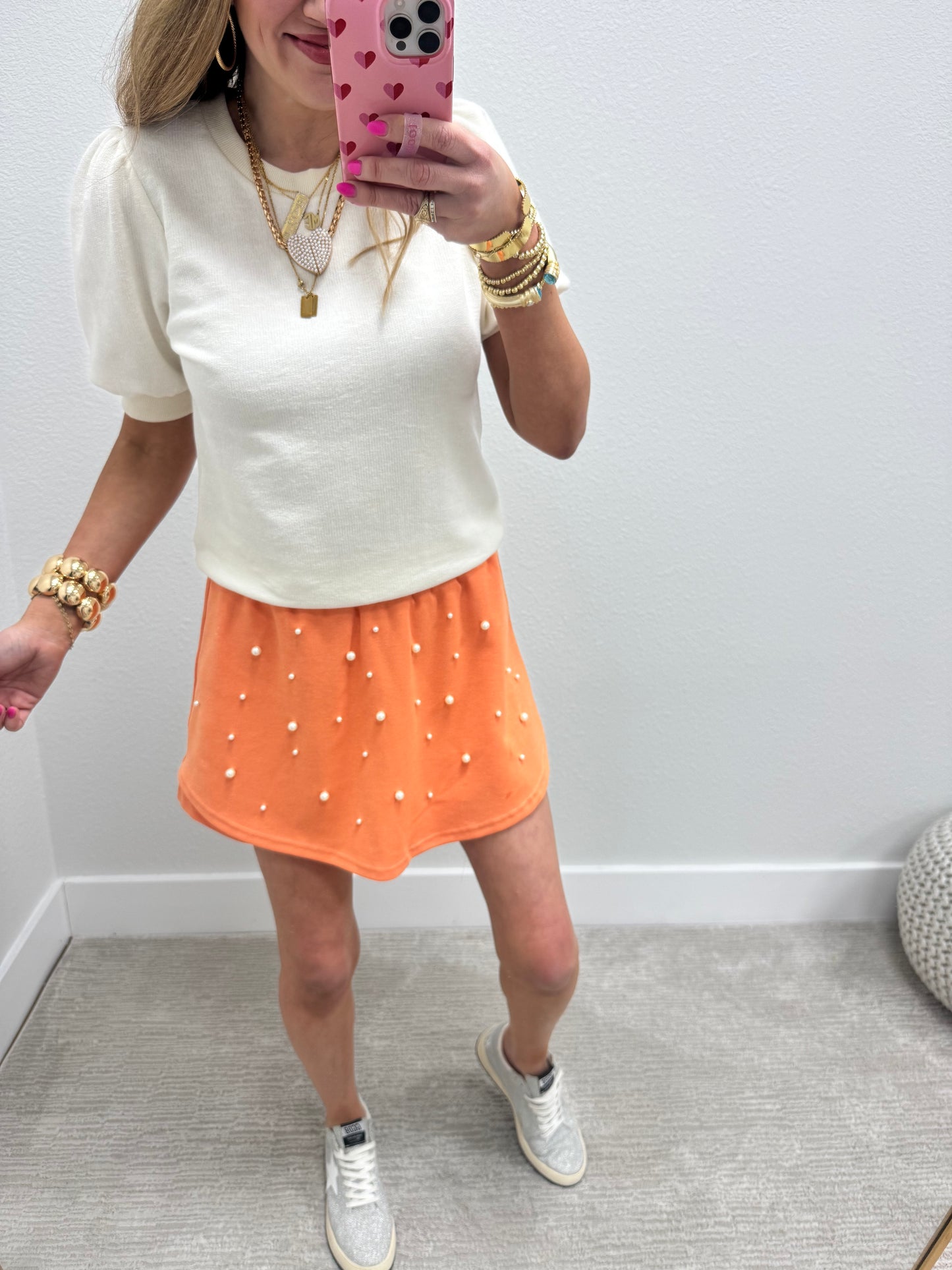 Cream French Terry Puff Sleeve