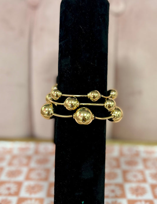 WR Set of 3 Bead and Ball Bracelet Set (silver and gold)