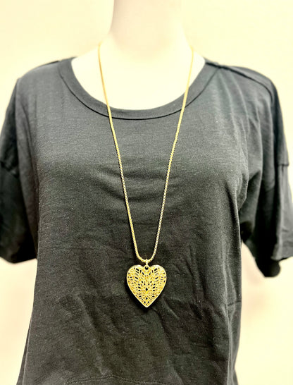Long Textured Heart Necklace FS