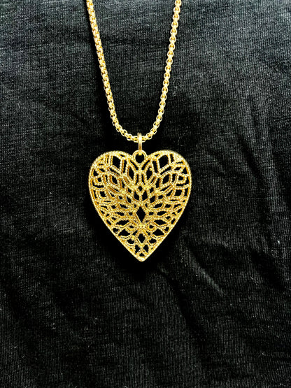 Long Textured Heart Necklace FS