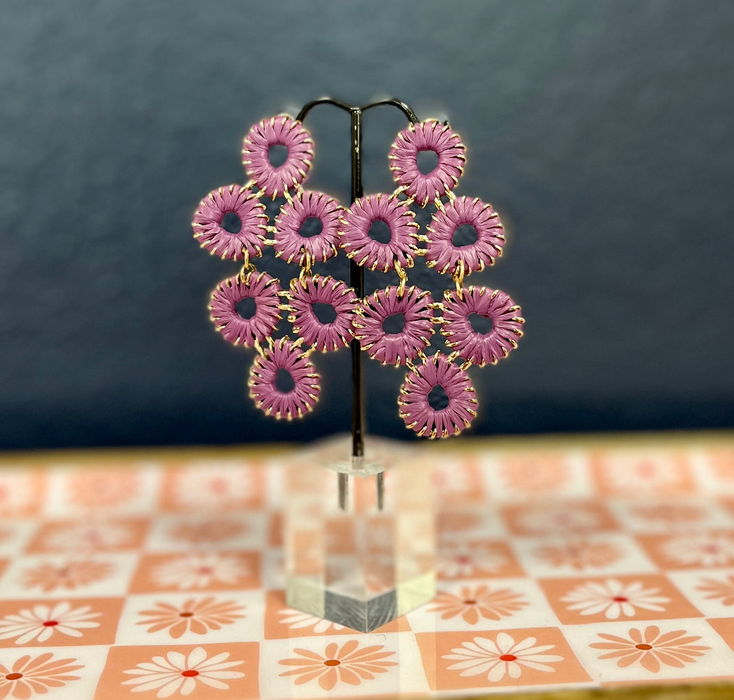 Purple Tiered Drop Down Earrings FS