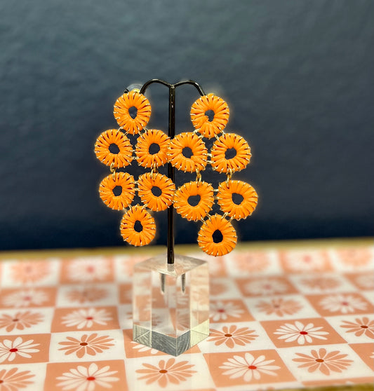 Orange Tiered Drop Down Earrings