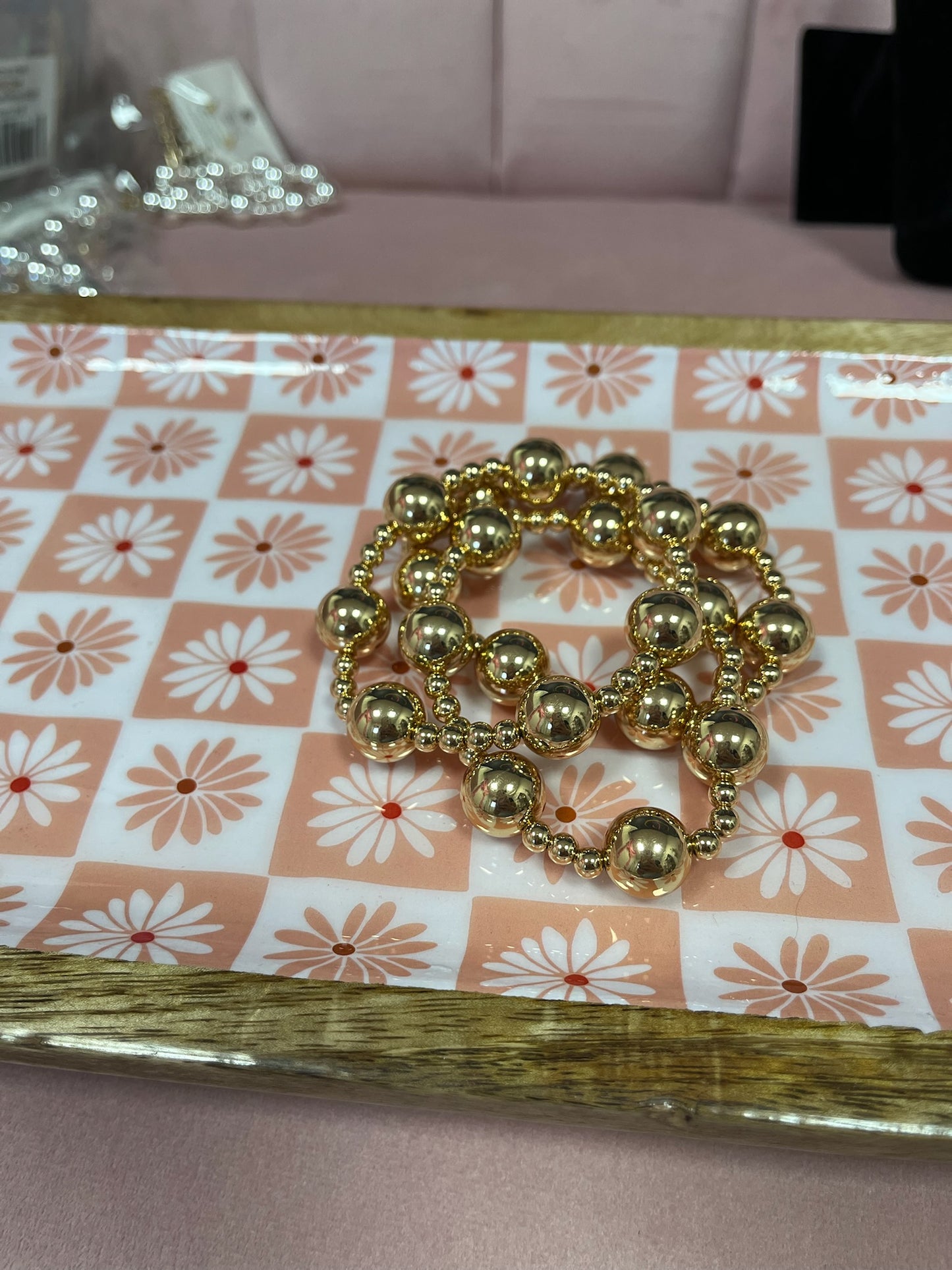 WR Set of 3 Ball Bracelet Set (silver and gold)