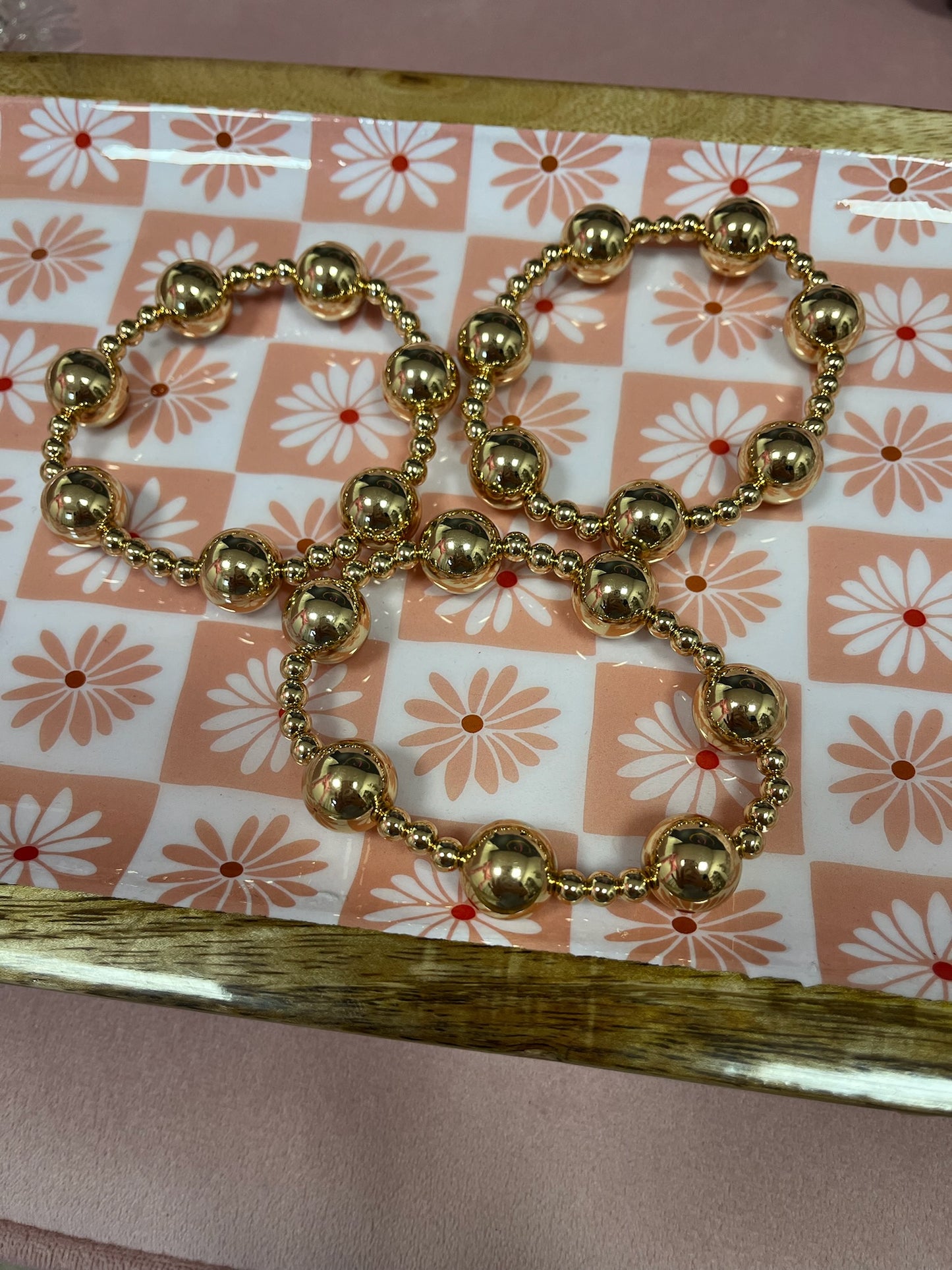 WR Set of 3 Ball Bracelet Set (silver and gold)