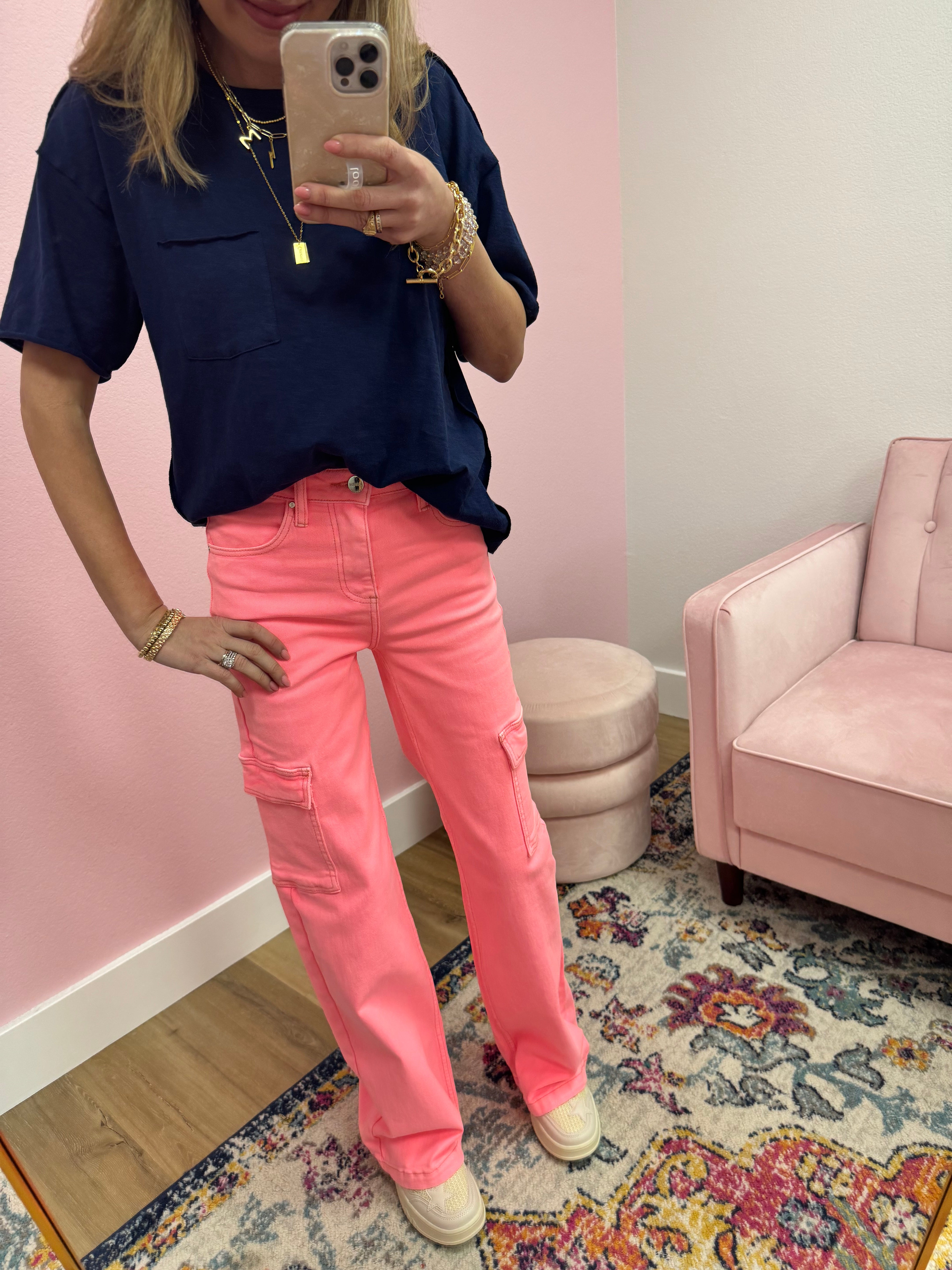 Risen Neon Pink Cargo Jeans