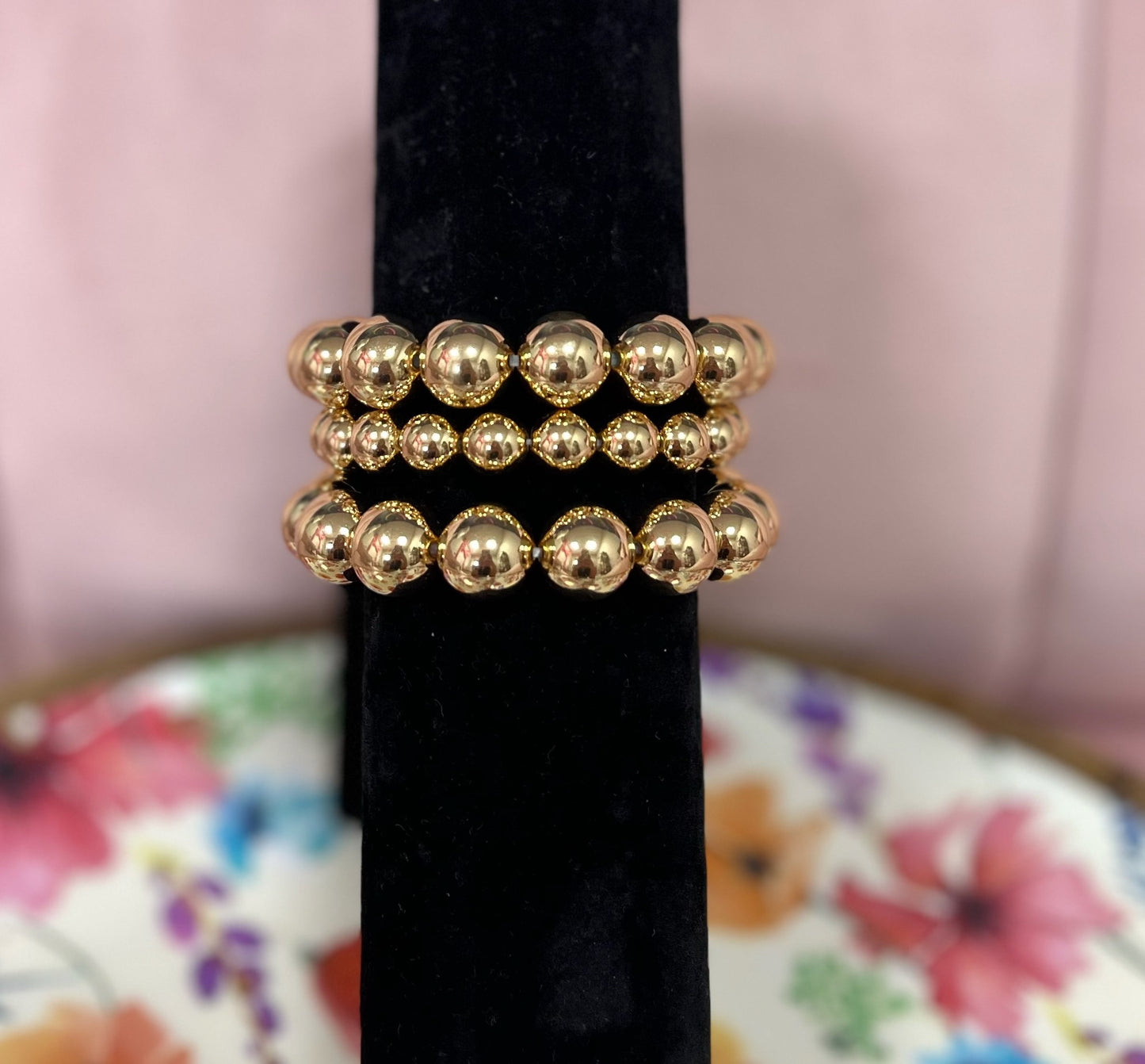 WR Set of 3 Ball Bracelets- Large and Small Beads (Silver & Gold)