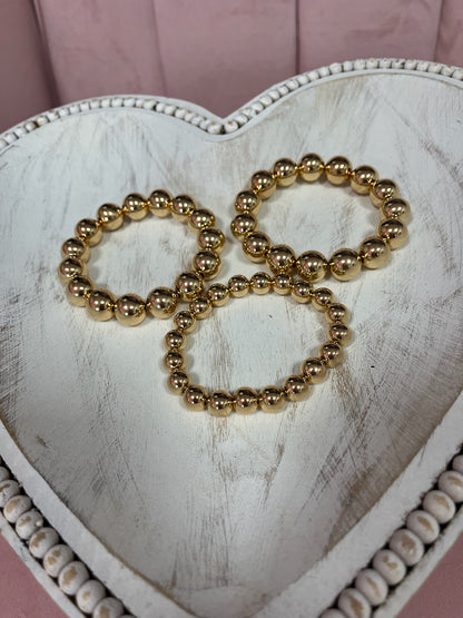 WR Set of 3 Ball Bracelets- Large and Small Beads (Silver & Gold)