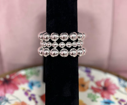 WR Set of 3 Ball Bracelets- Large and Small Beads (Silver & Gold)