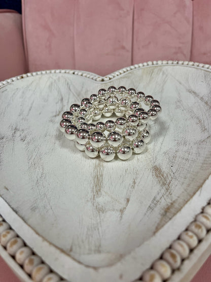 WR Set of 3 Ball Bracelets- Large and Small Beads (Silver & Gold)