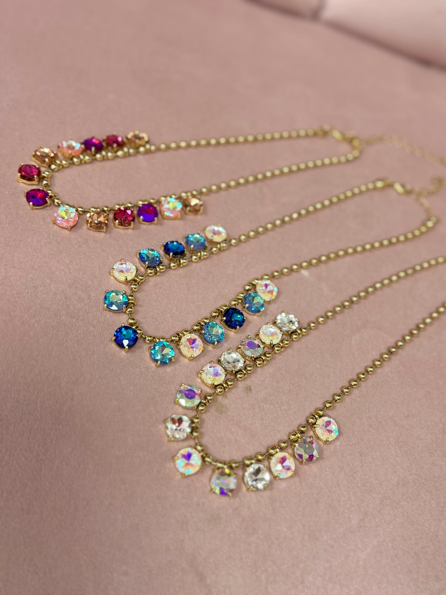 Colored Crystal Dangle Necklace (3 colors)