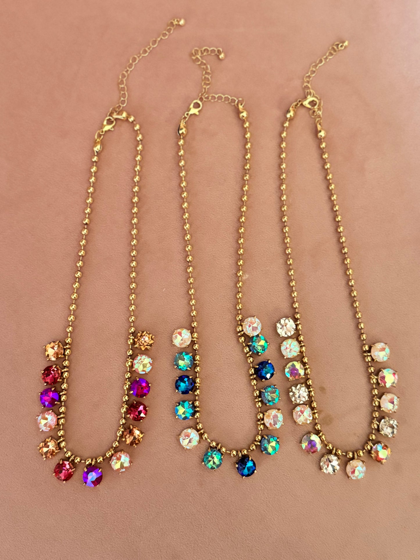 Colored Crystal Dangle Necklace (3 colors)
