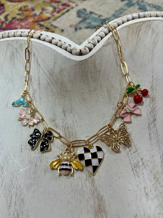 Bee Multi Charm Necklace