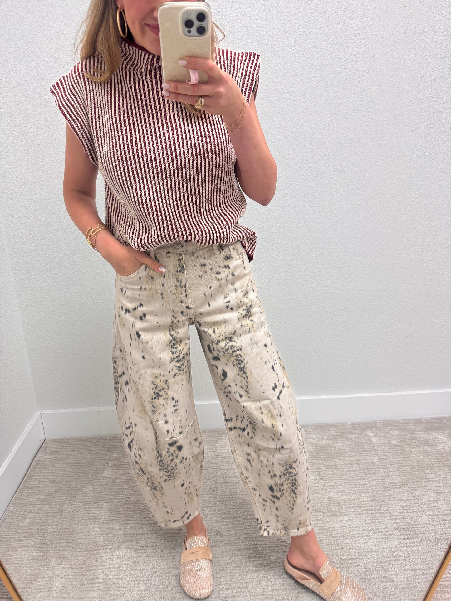 KanCan Printed High Rise Horseshoe Fit Jeans