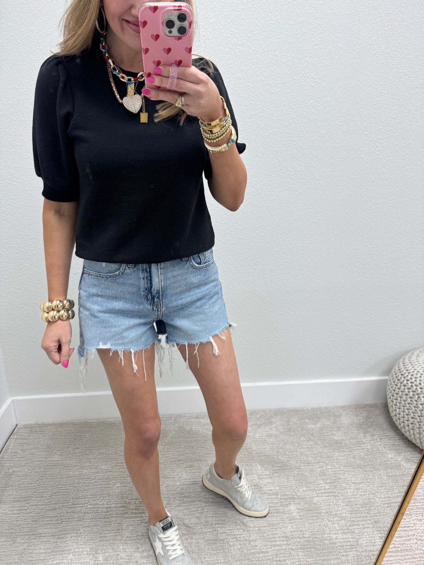 Black French Terry Puff Sleeve