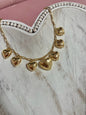 Gold Multi Heart Dangle Charm Necklace