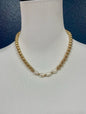 Gold Ball Necklace With Fresh Water Pearls
