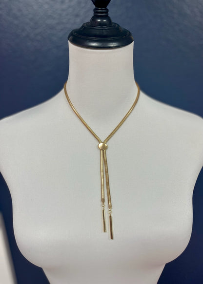 Snake Chain Split Down Drop Necklace