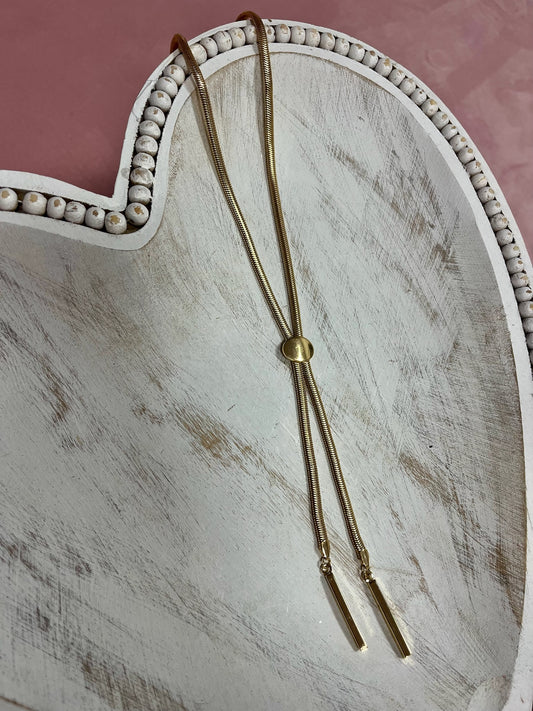 Snake Chain Split Down Drop Necklace