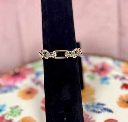 Mixed Metal Rectangle Link Magnetic Bracelet