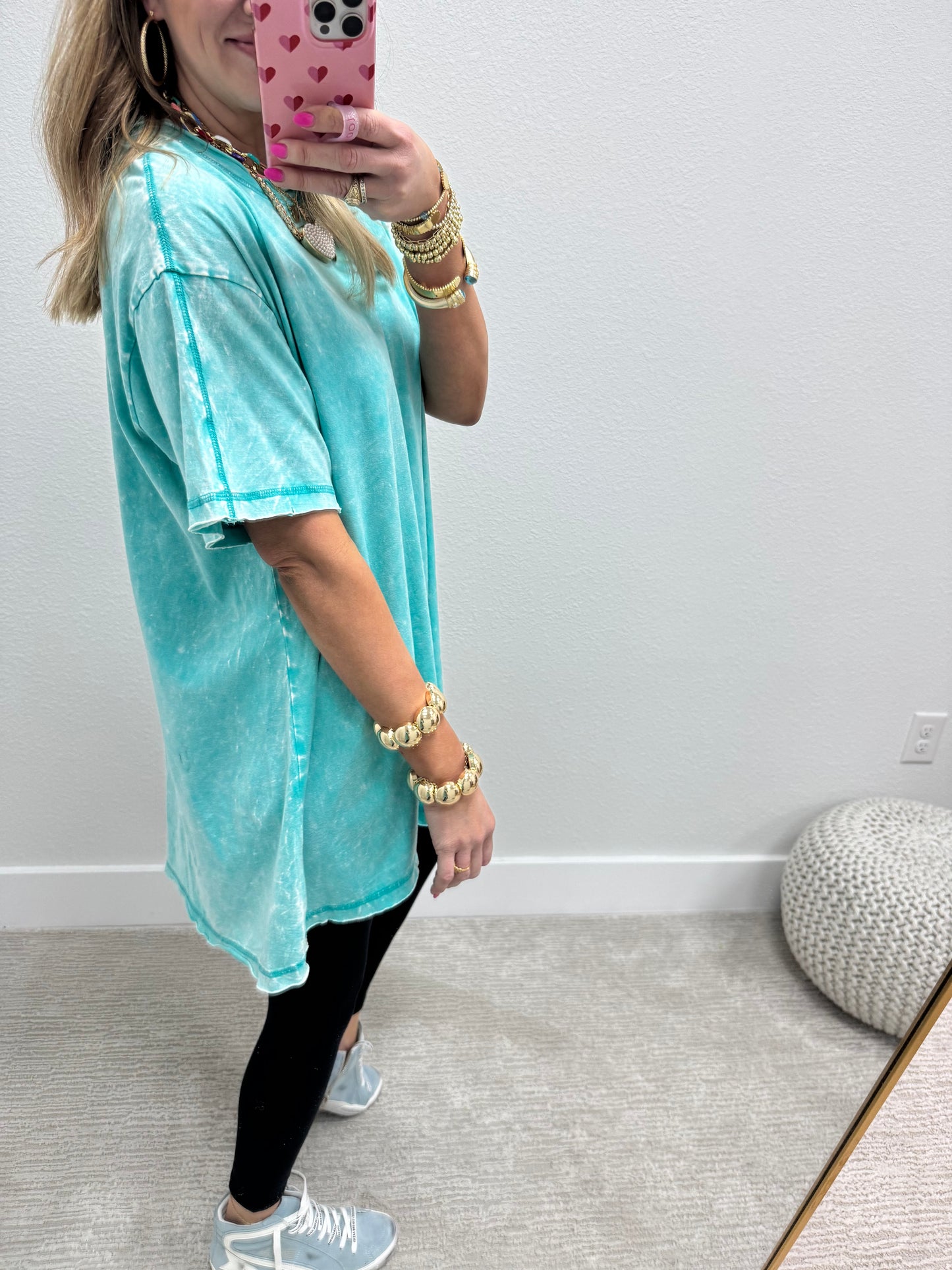 Aqua Turquoise Oversize High/Low top