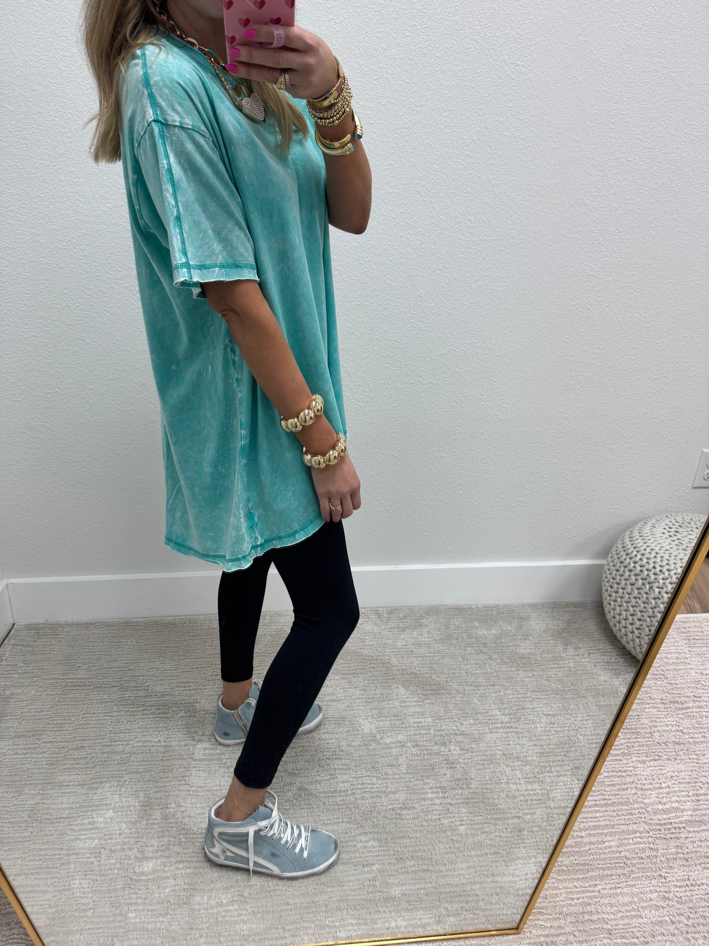 Aqua Turquoise Oversize High/Low top