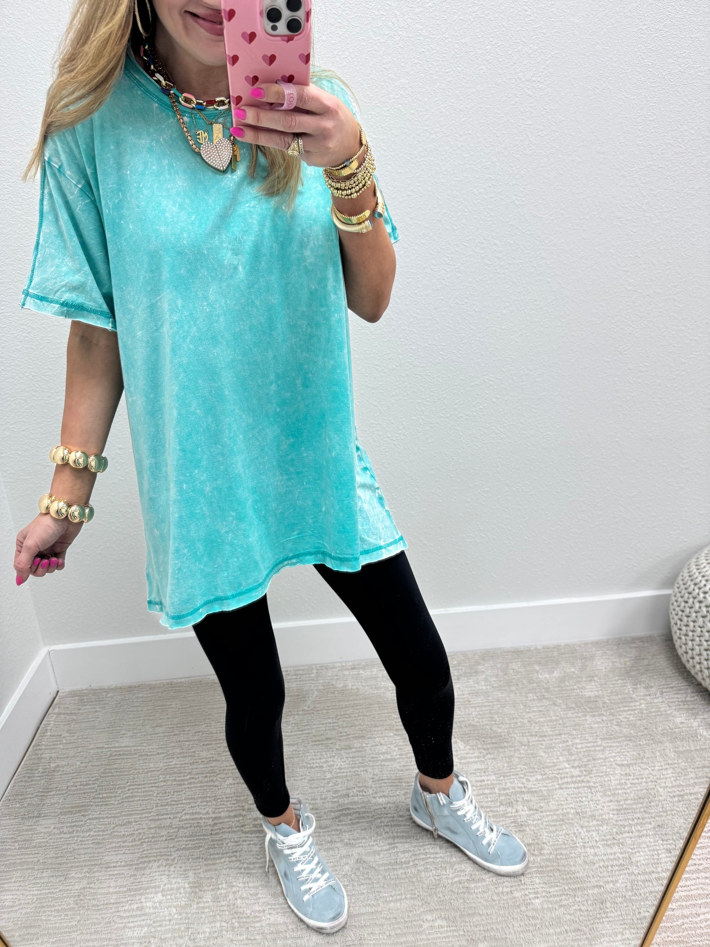 Aqua Turquoise Oversize High/Low top