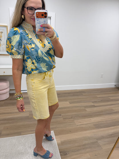 Risen Yellow Bermuda Shorts