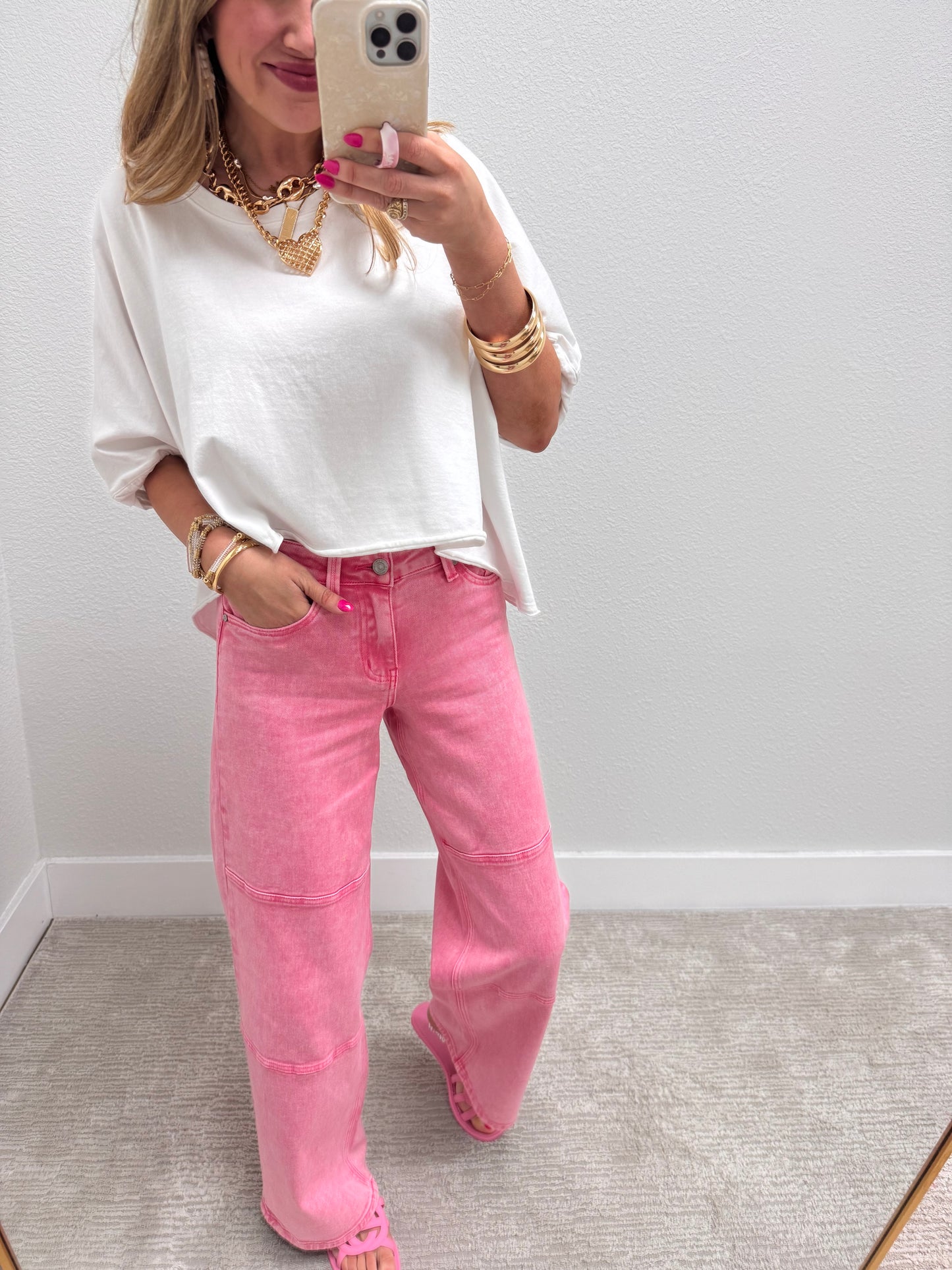 White Oversized Round Neck Box Tee