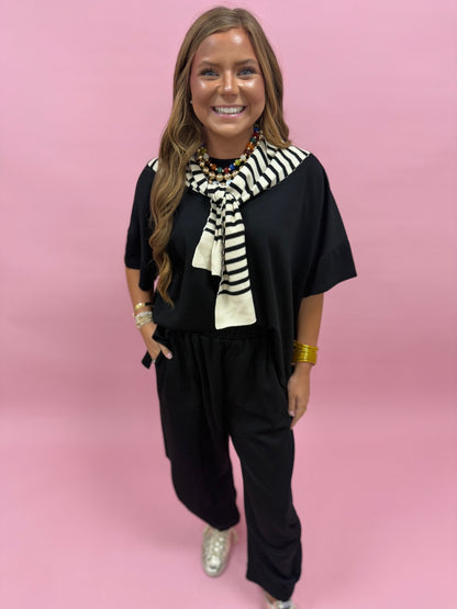 Black Scuba Two Piece Pant Set