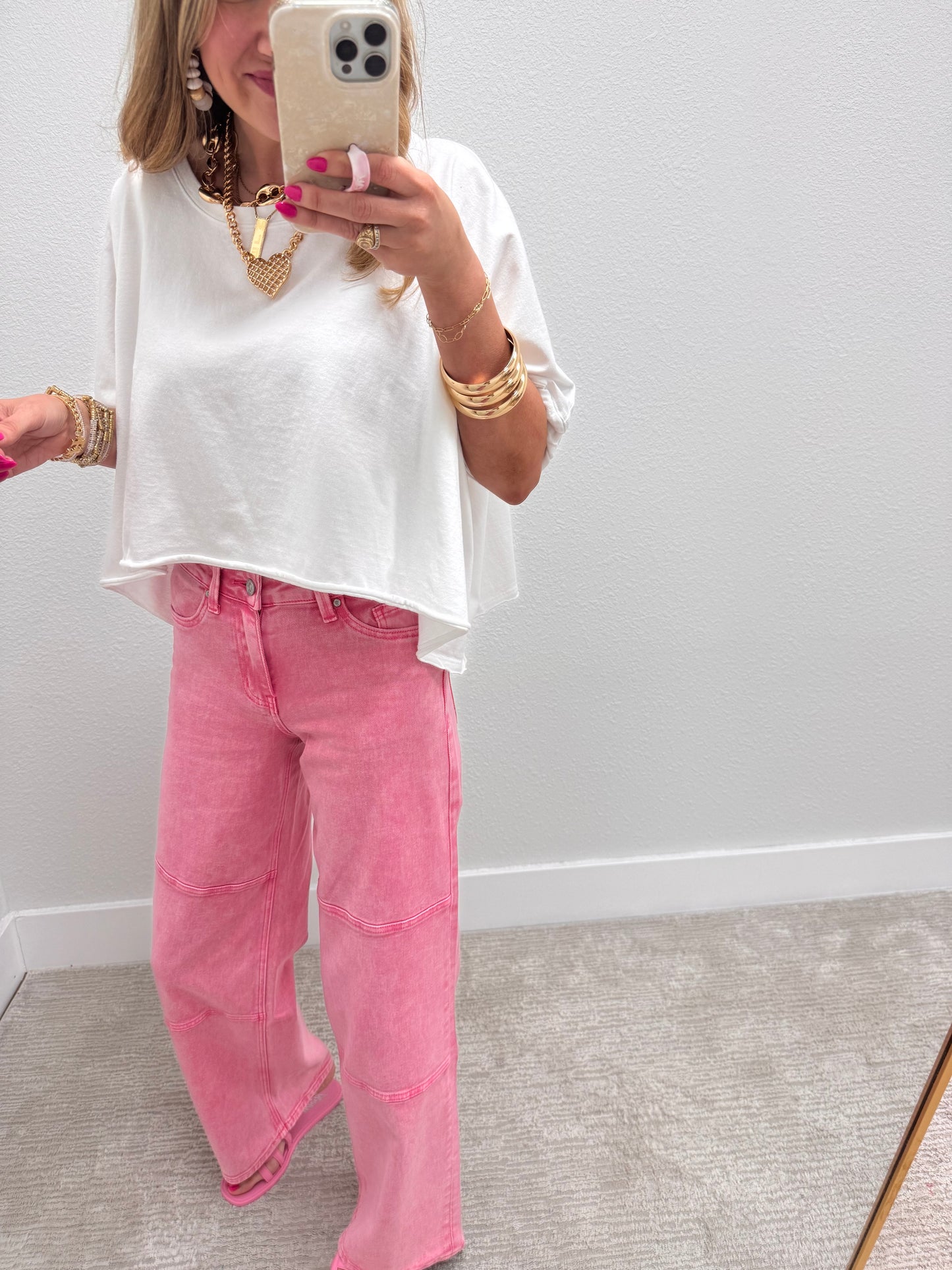 White Oversized Round Neck Box Tee