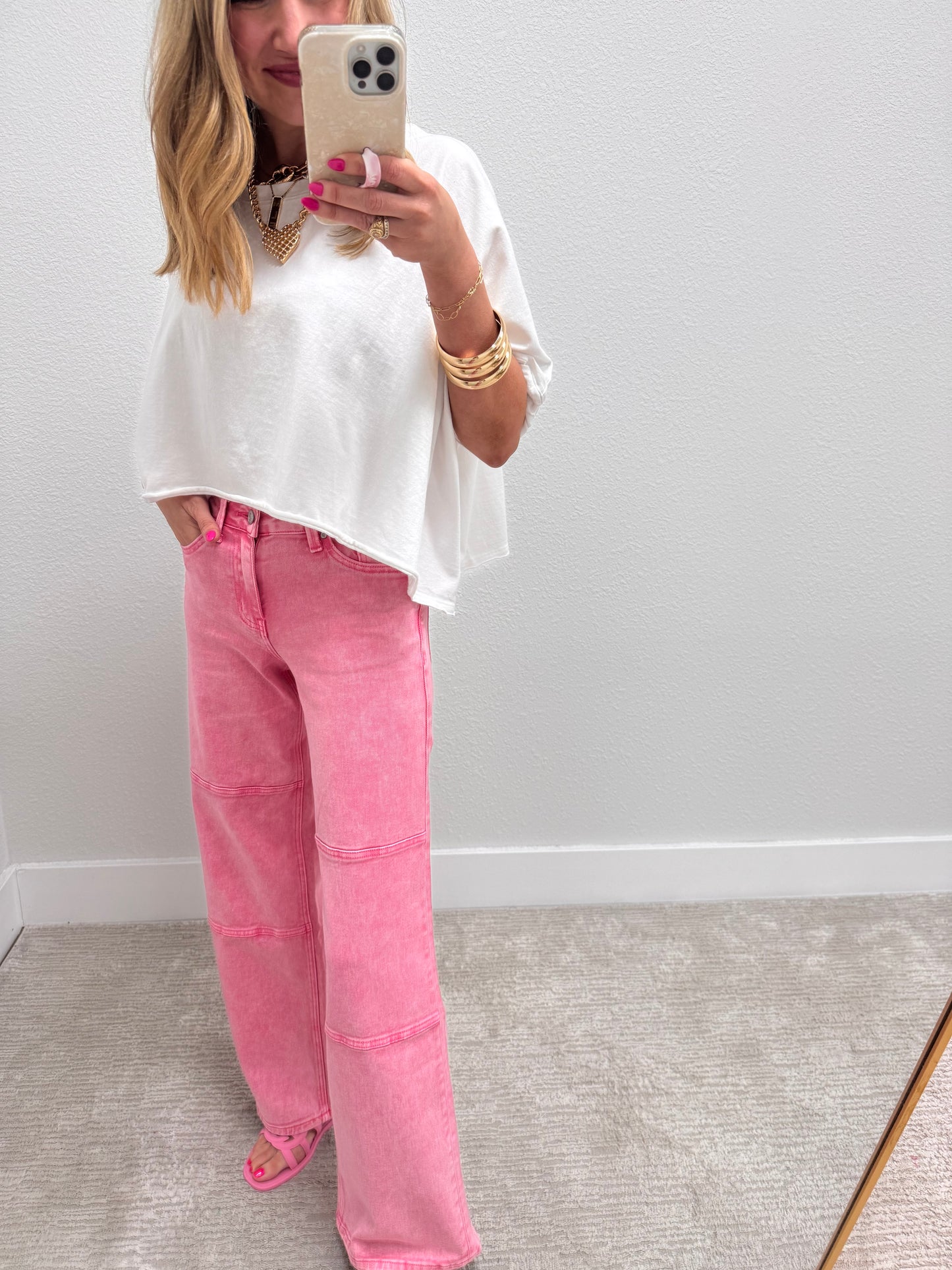 White Oversized Round Neck Box Tee