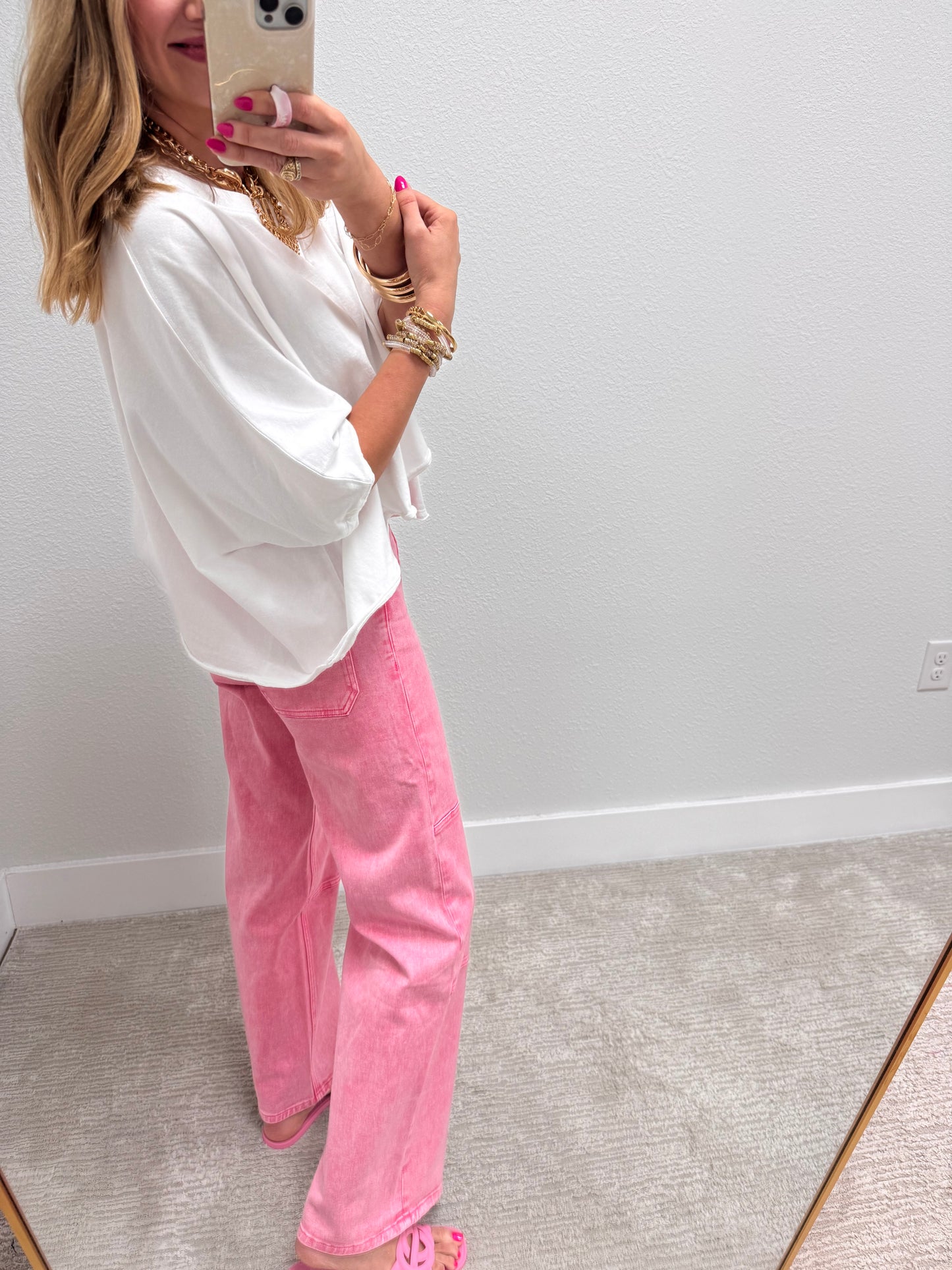 White Oversized Round Neck Box Tee