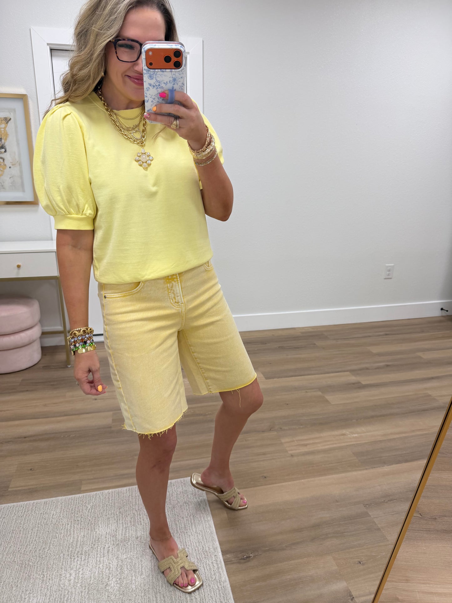 Risen Yellow Bermuda Shorts