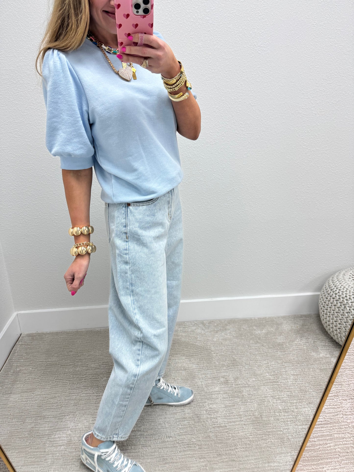 Sneak Peek Light Wash High Rise Barrel Jean FS